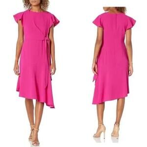 Adrianna Papell barbie‎ Pink Azalea Divine Crepe Asymmetric midi Dress, 14W